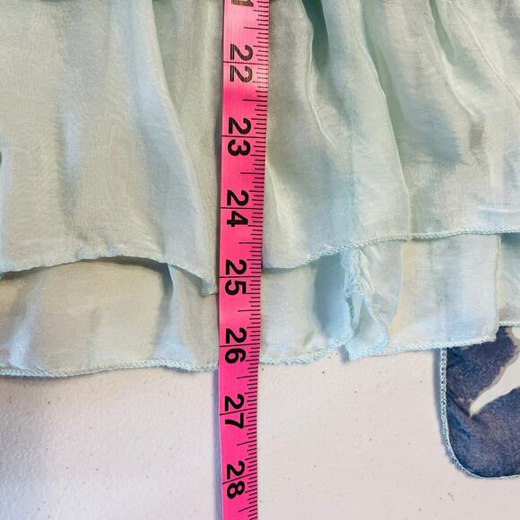 M Made in Italy Teal Floral Silk Flowy Sleeveless Lined Lightweight Tank Top L - Picture 8 of 8